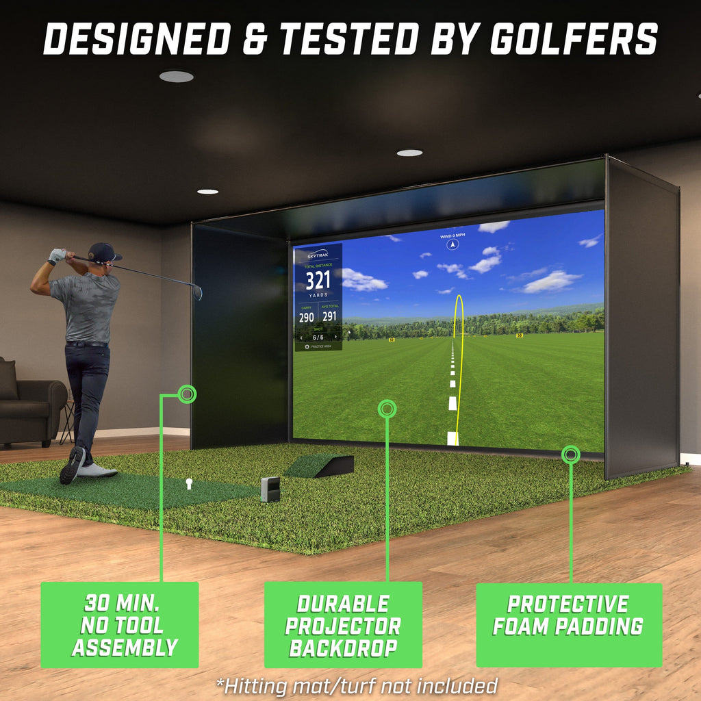 GoSports 14 x 8 ft Golf Simulator Enclosure Net - Complete Set with Frame and HD Impact Screen Kit GoSports 