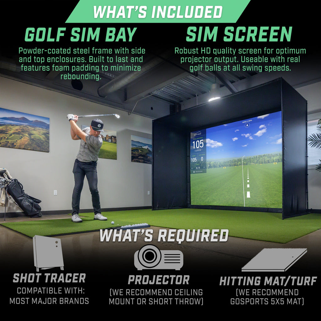 GoSports 10 x 8 ft Golf Simulator Enclosure Net - Complete Set with Frame and HD Impact Screen Kit GoSports 