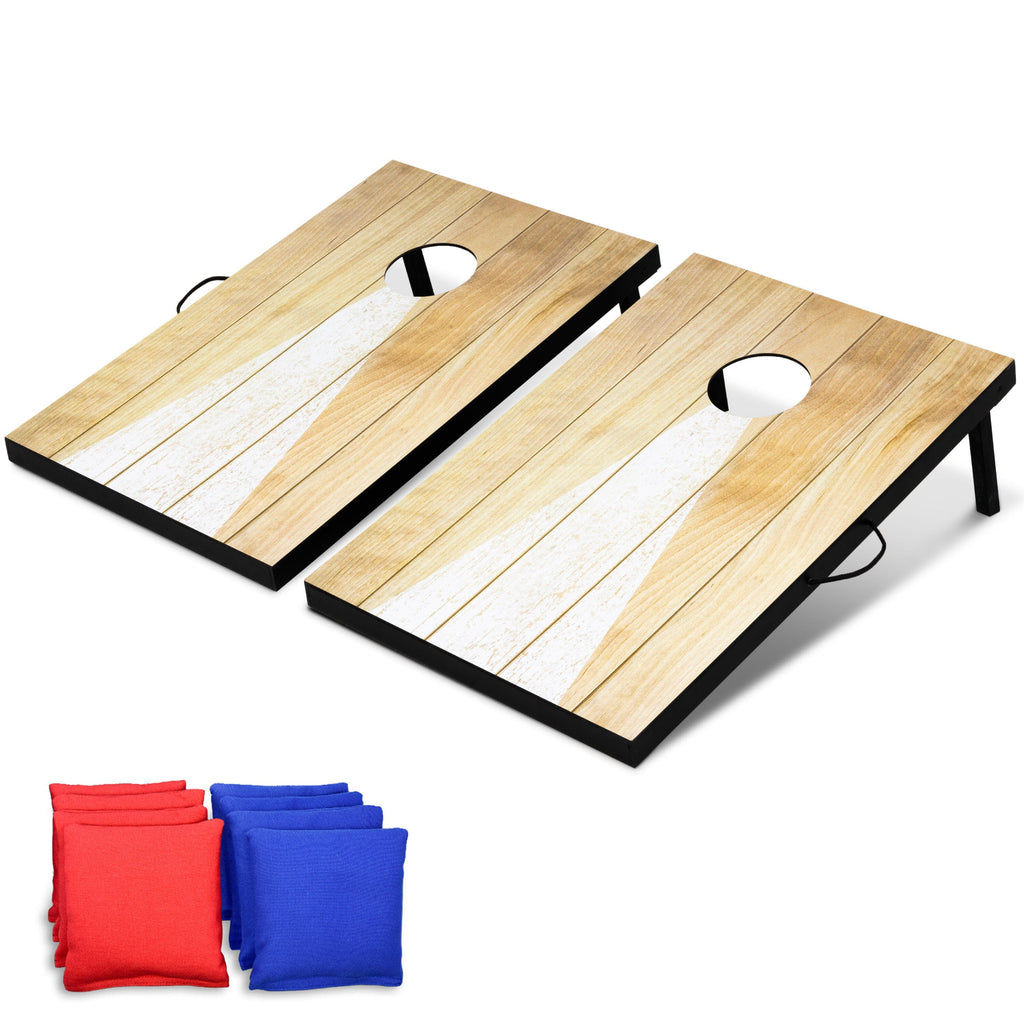 GoSports 3 x 2 ft Cornhole Board Set - Portable Outdoor Toss Game for Adults & Family - Includes Set of 8 Bean Bags with Built-in Storage - Bright Rustic GoSports 