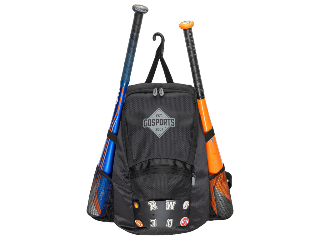 GoSports Youth Baseball and Softball Bag with Customizable Charm Panel