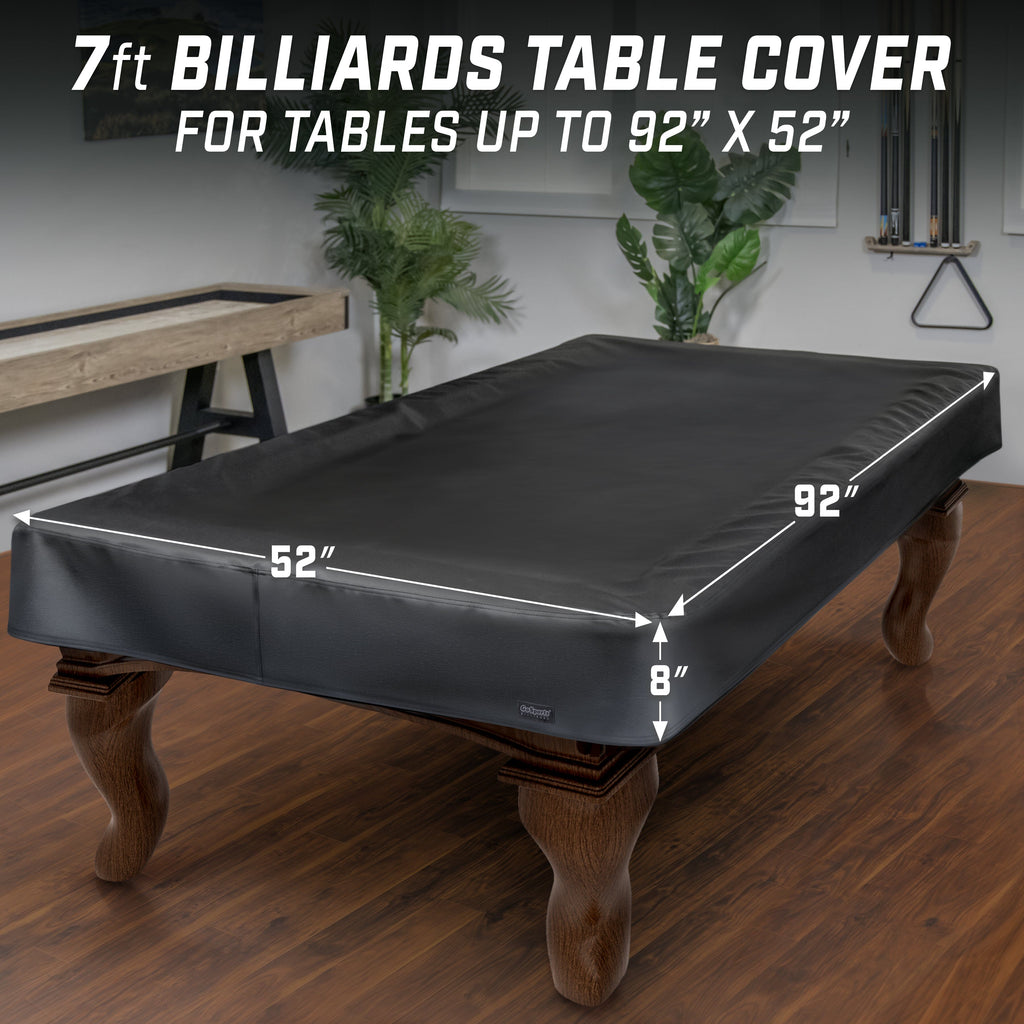 a table with a black cover on it