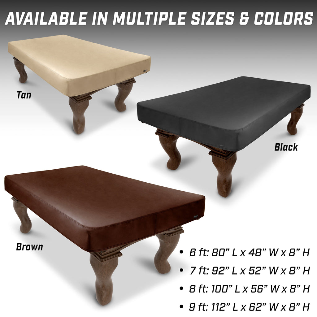 GoSports Premium Leatherette Pool Table Cover - Waterproof & Tearproof - 7 ft - Brown GoSports 