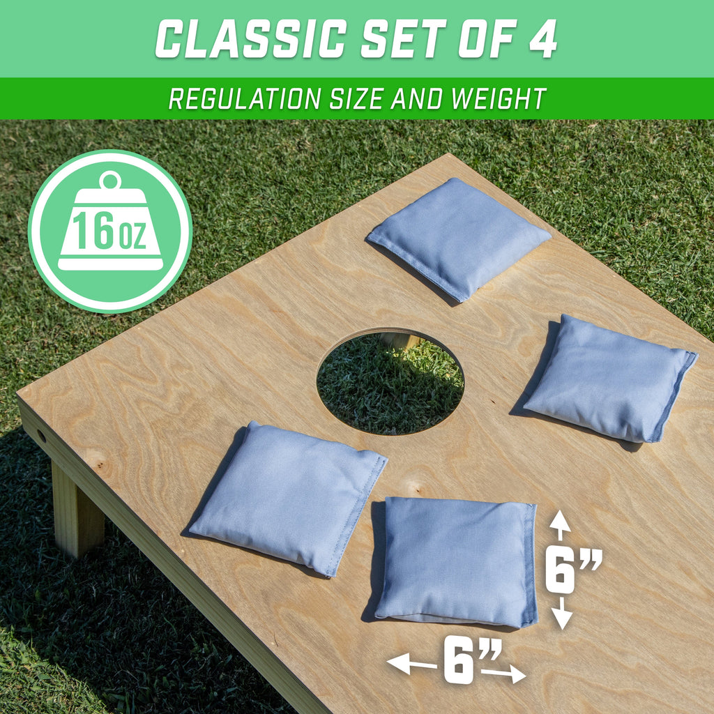 GoSports Cornhole Bean Bags Set of 4 - Regulation All Weather - Classic Gray Cornhole GoSports 