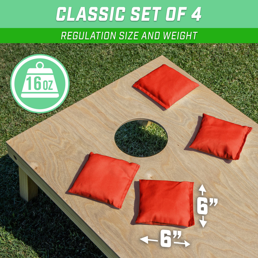 GoSports Cornhole Bean Bags Set of 4 - Regulation All Weather - Classic Red Cornhole GoSports 