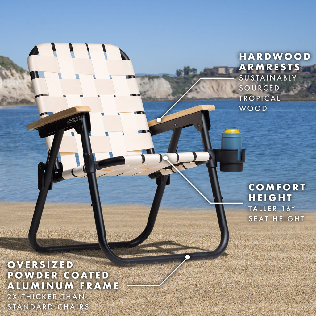 a chair with a seat and a seat that has been placed on the beach