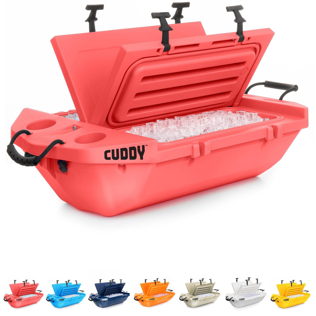 CUDDY Floating Cooler and Dry Storage Vessel – 40QT – Amphibious Hard Shell Design, Coral GoSports 