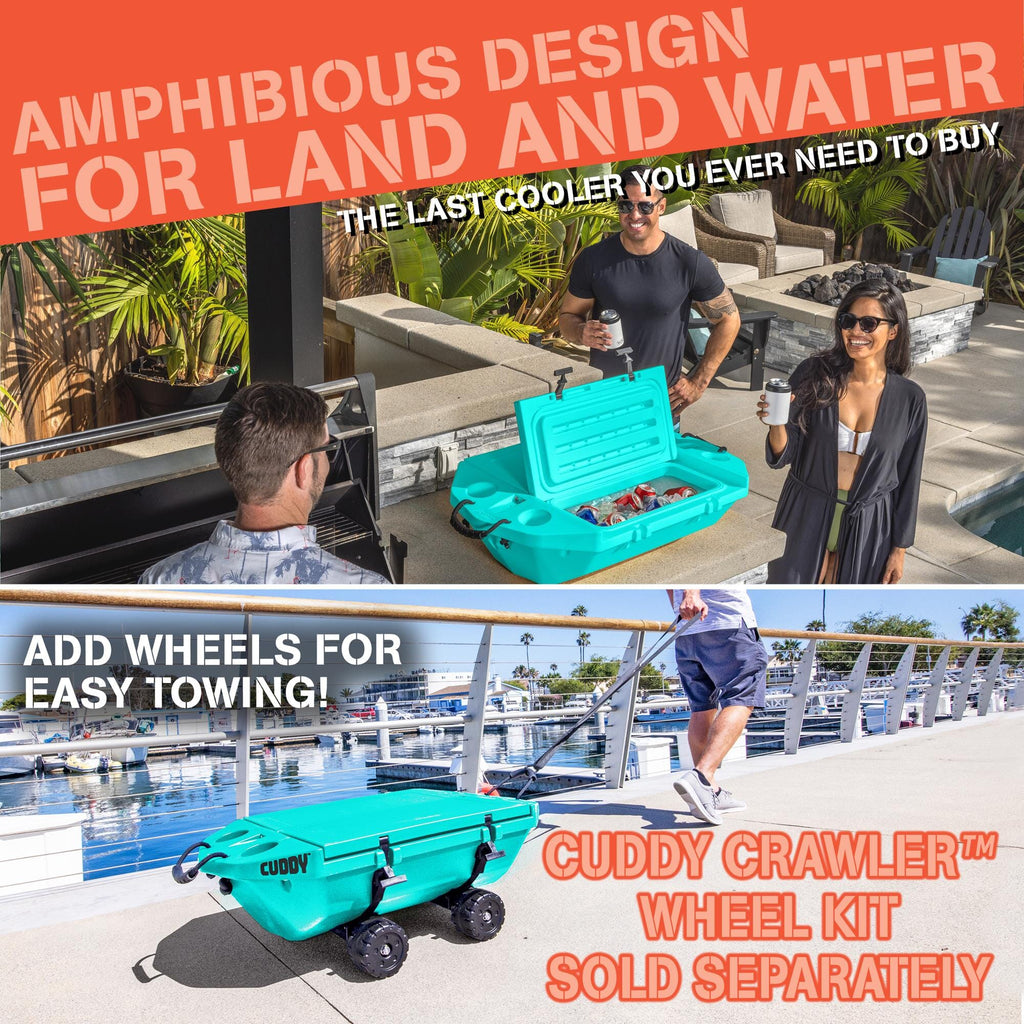 CUDDY Floating Cooler and Dry Storage Vessel – 40QT – Amphibious Hard Shell Design, Seafoam GoSports 