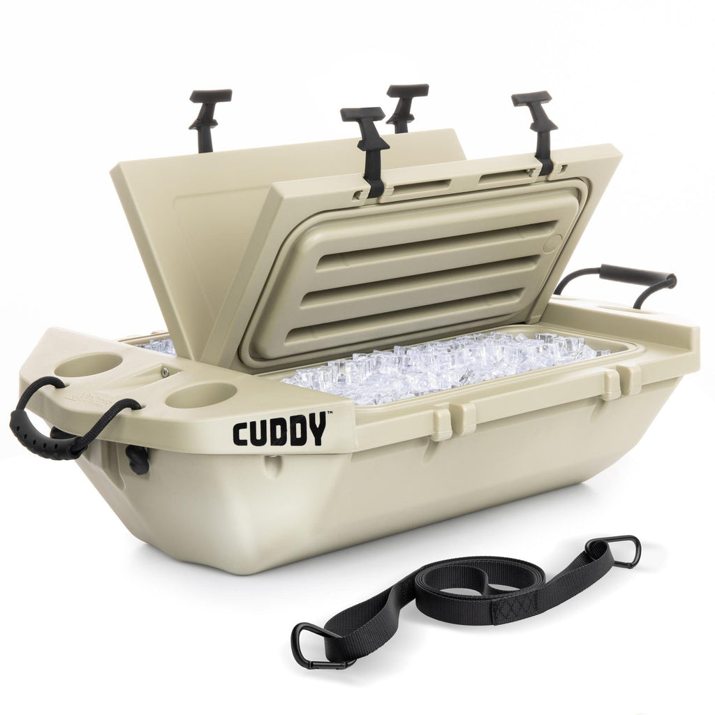 Cuddy Floating Cooler and Dry Storage Vessel - 40QT - Amphibious Hard Shell Design GoSports Tan 