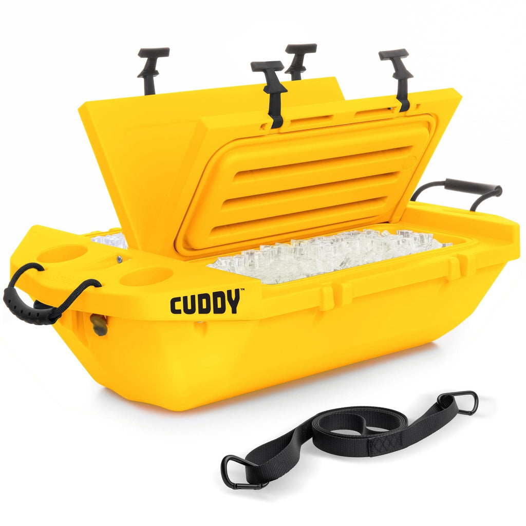 Cuddy Floating Cooler and Dry Storage Vessel - 40QT - Amphibious Hard Shell Design GoSports Yellow 