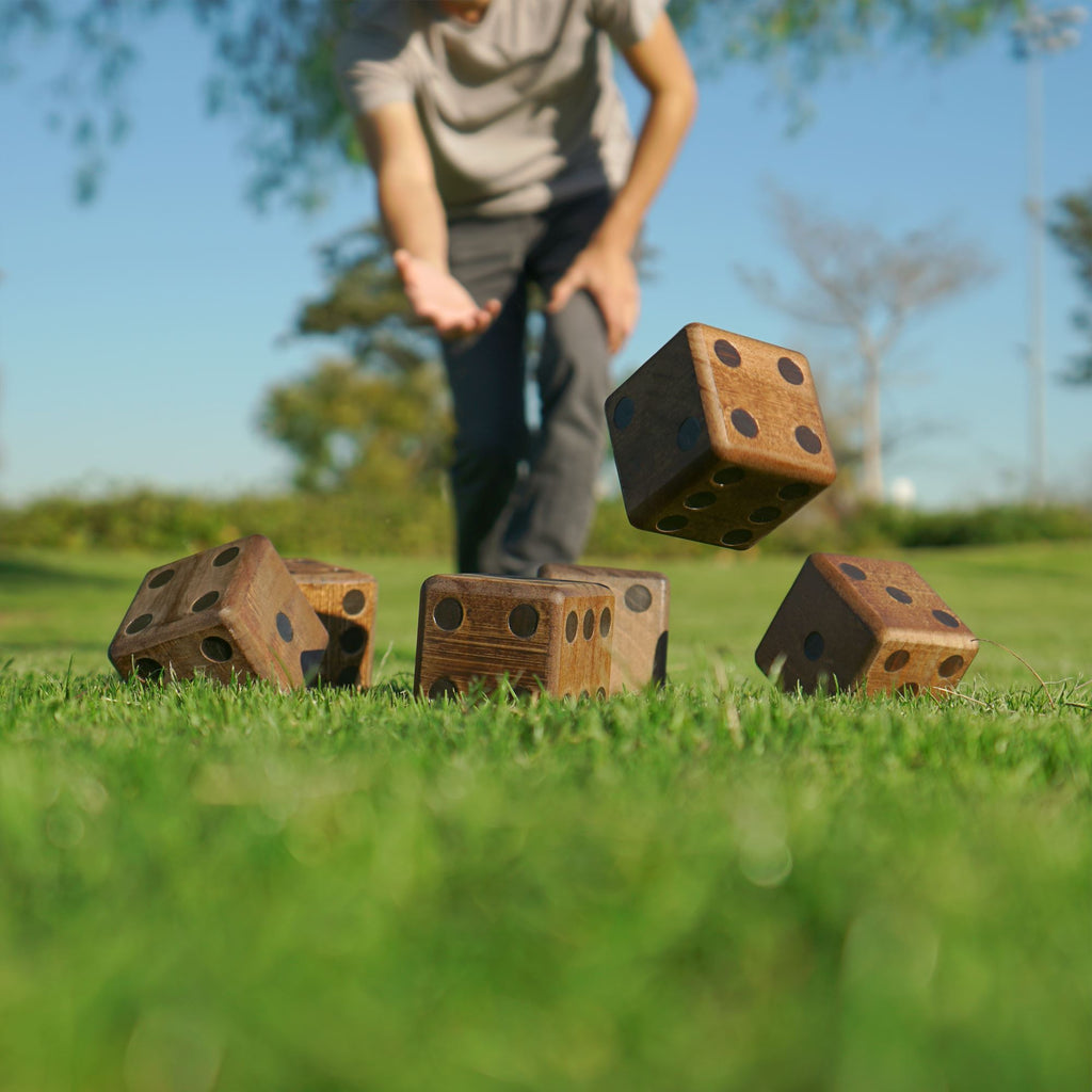 GoSports Giant 3.5" Wooden Playing Dice Set - Dark Brown Giant Dice GoSports 