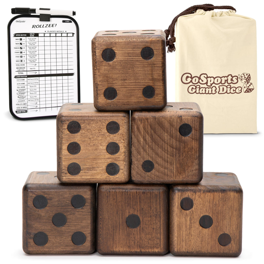 GoSports Giant 3.5" Wooden Playing Dice Set - Dark Brown Giant Dice GoSports 