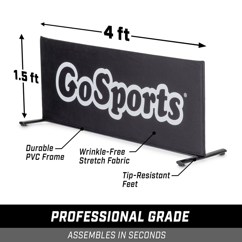 GoSport Barrier with dimensions 1.5ft height 4 ft wide Durable PVC Frame, Wrinkle-Free Stretch Fabric and Tip Resistant Feet