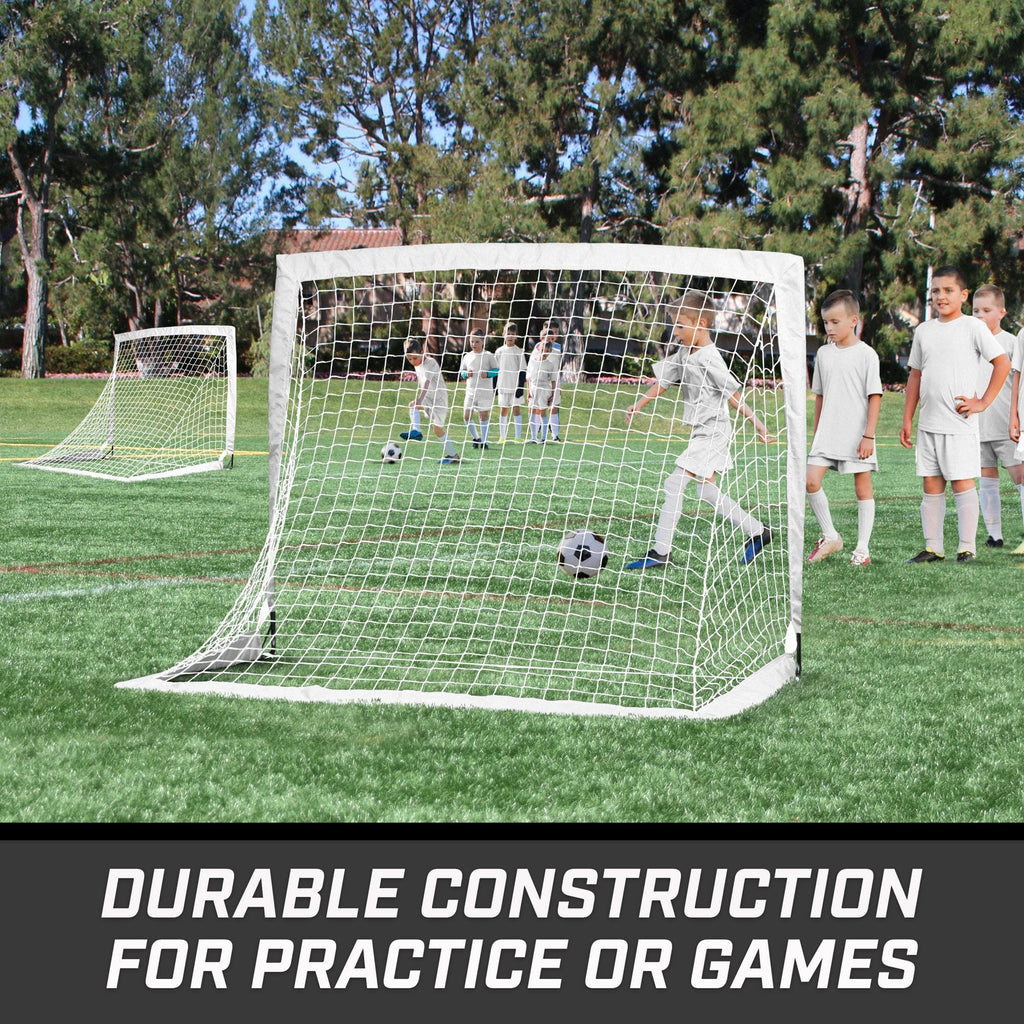 a soccer goal with the words, ' dralconction for practice games '