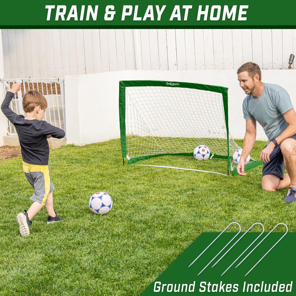 GoSports Team Tone 4 ft x 3 ft Portable Soccer Goal for Kids - Pop Up Net for Backyard - Dark Green GoSports 