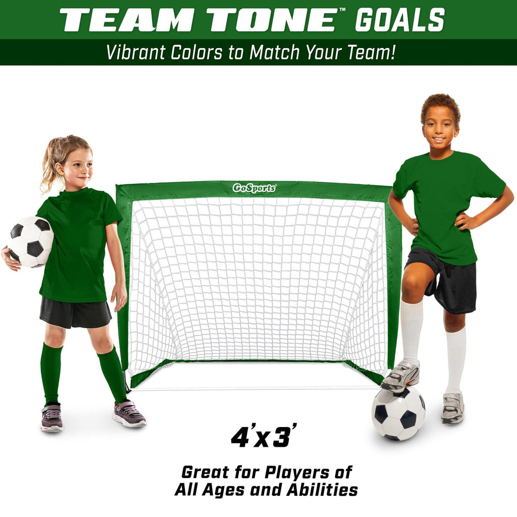 GoSports Team Tone 4 ft x 3 ft Portable Soccer Goal for Kids - Pop Up Net for Backyard - Dark Green GoSports 