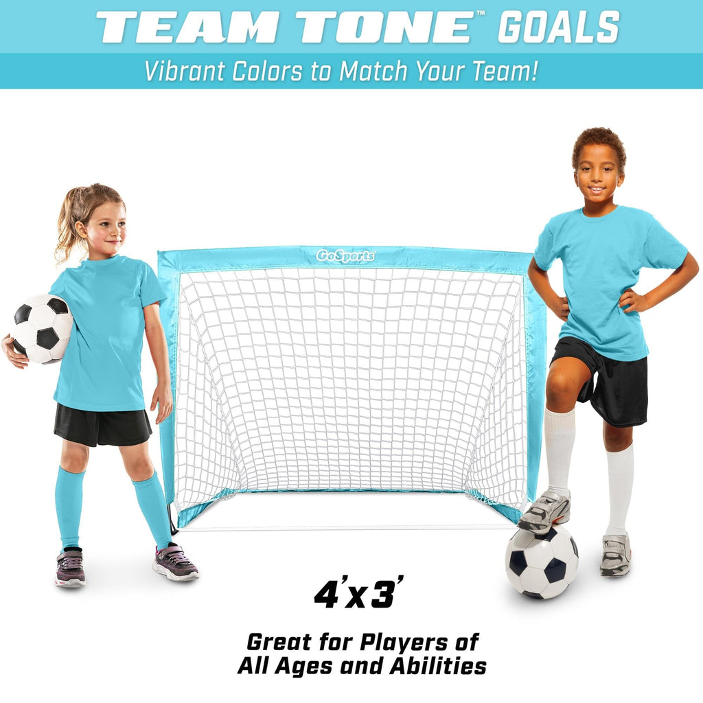 GoSports Team Tone 4 ft x 3 ft Portable Soccer Goal for Kids - Pop Up Net for Backyard - Light Blue GoSports 