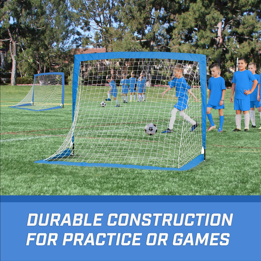 GoSports Team Tone 4 ft x 3 ft Portable Soccer Goals for Kids - Set of 2 Pop Up Nets for Backyard - Royal Blue GoSports 