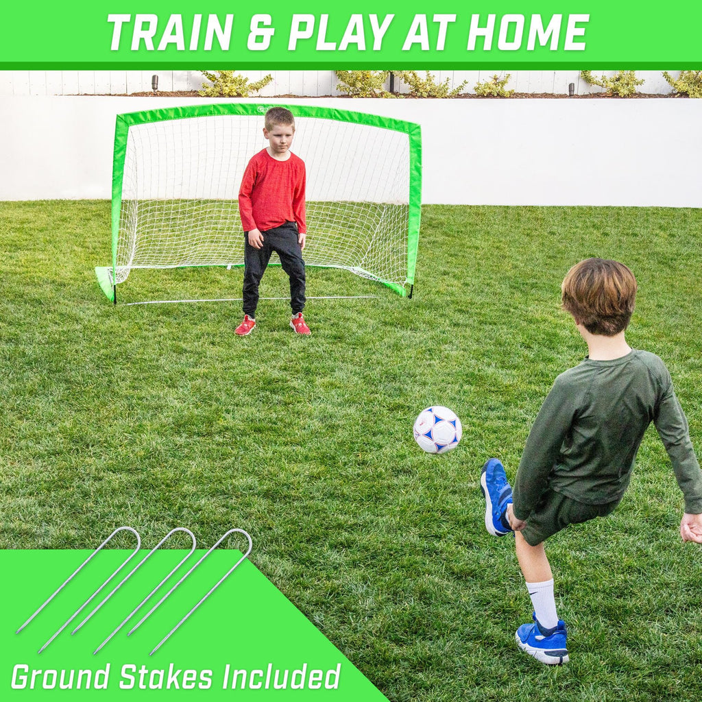 GoSports Team Tone 6 ft x 4 ft Portable Soccer Goal for Kids - Pop Up Net for Backyard - Bright Green GoSports 