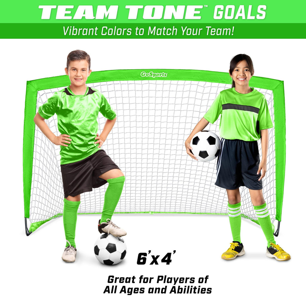 GoSports Team Tone 6 ft x 4 ft Portable Soccer Goal for Kids - Pop Up Net for Backyard - Bright Green GoSports 