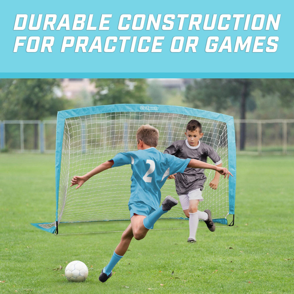 a boy kicking a soccer ball with the words, how to use a soccer goal