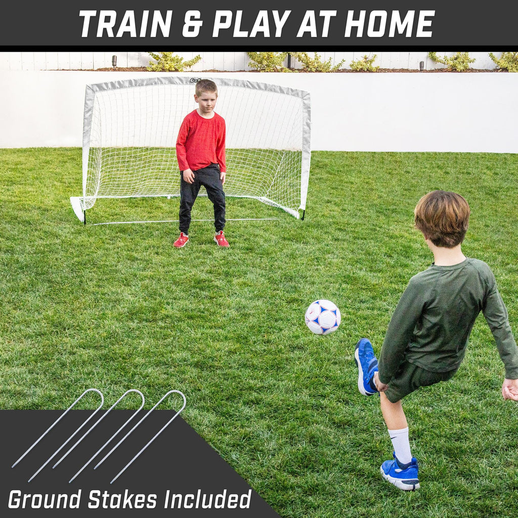 GoSports Team Tone 6 ft x 4 ft Portable Soccer Goal for Kids - Pop Up Net for Backyard - White GoSports 