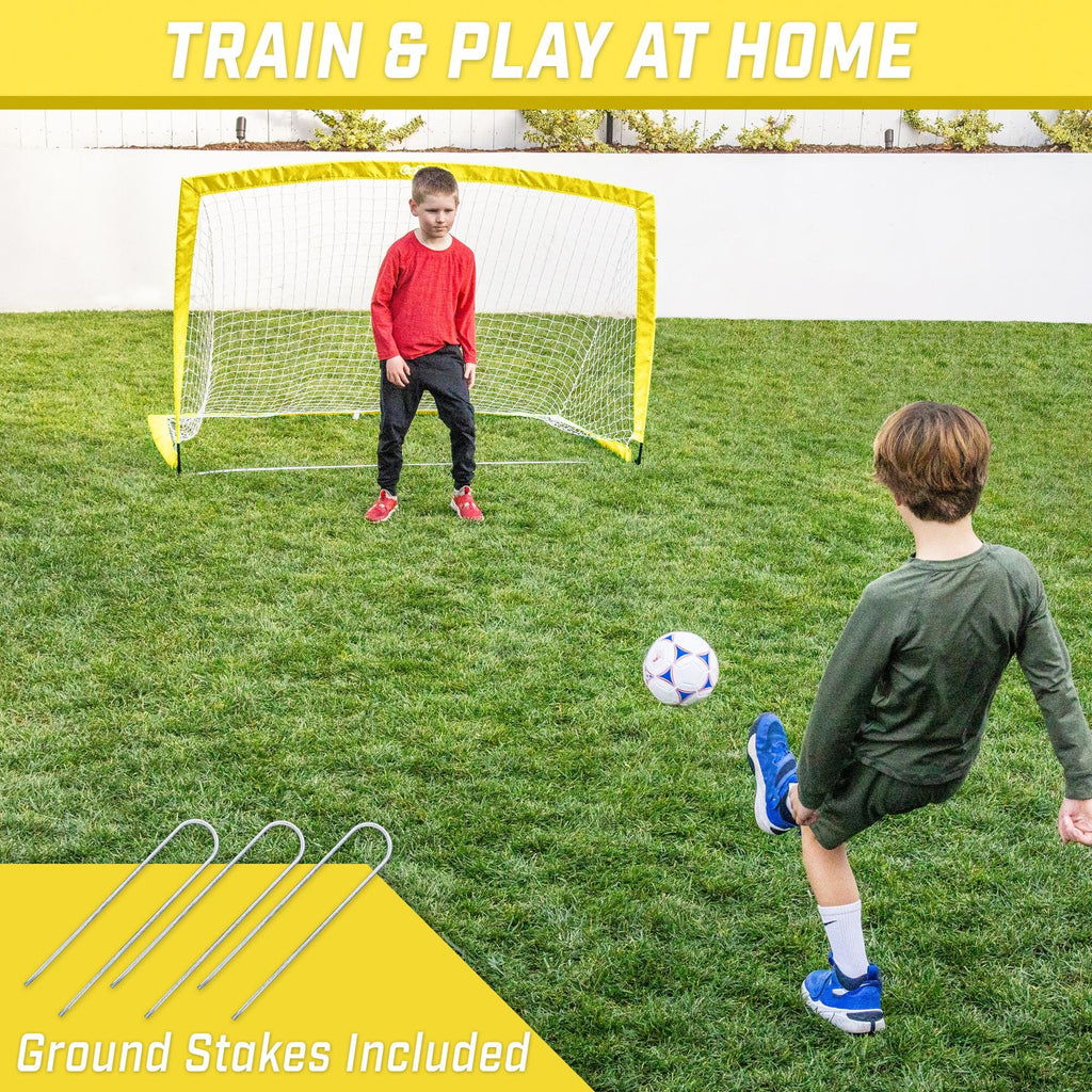 GoSports Team Tone 6 ft x 4 ft Portable Soccer Goal for Kids - Pop Up Net for Backyard - Yellow GoSports 