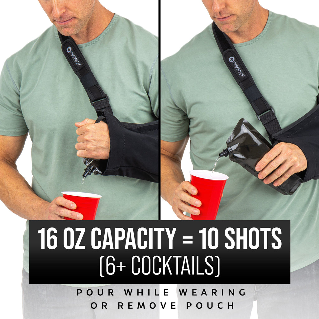 GoPong Arm Sling Flask (16 oz Total) - Hidden Alcohol Flask for Liquor Disguise – Secret Liquor Drink Container for Concerts, Sports Events, & Theme Parks – Includes Funnel & Spout GoSports 