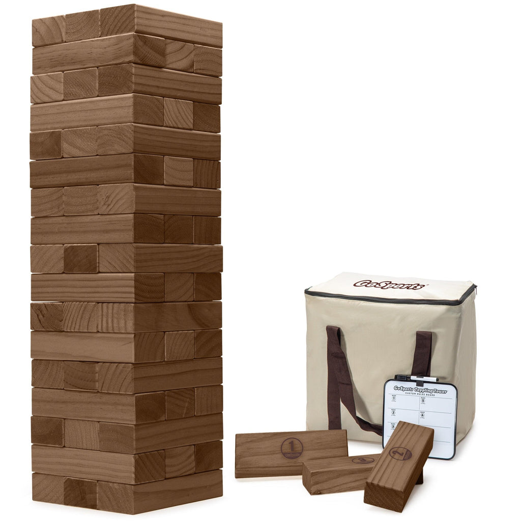 a wooden tower with a bag and a phone