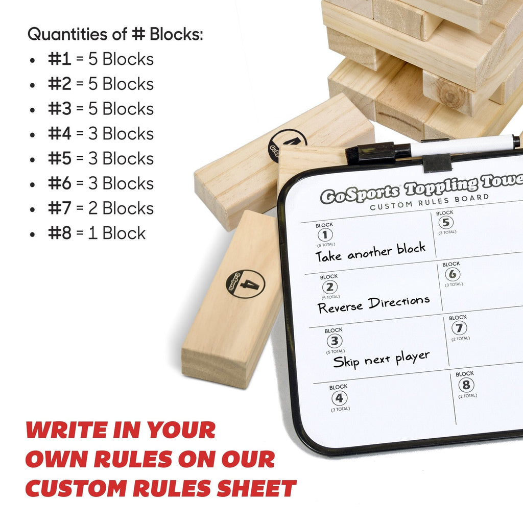 a wooden block set with a white board and a black board with a white board and a black