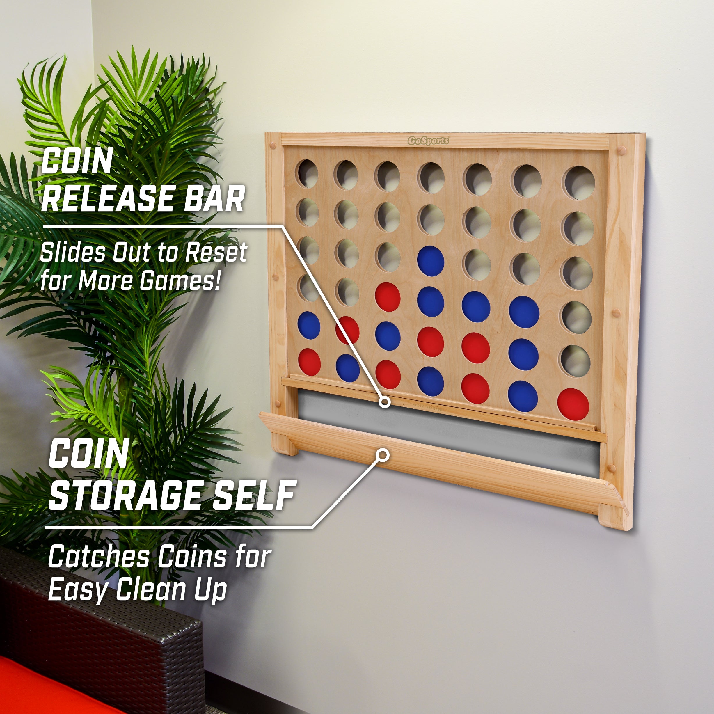 GoSports Wall Mounted 4 in a Row - Natural – PlayGoSports.com