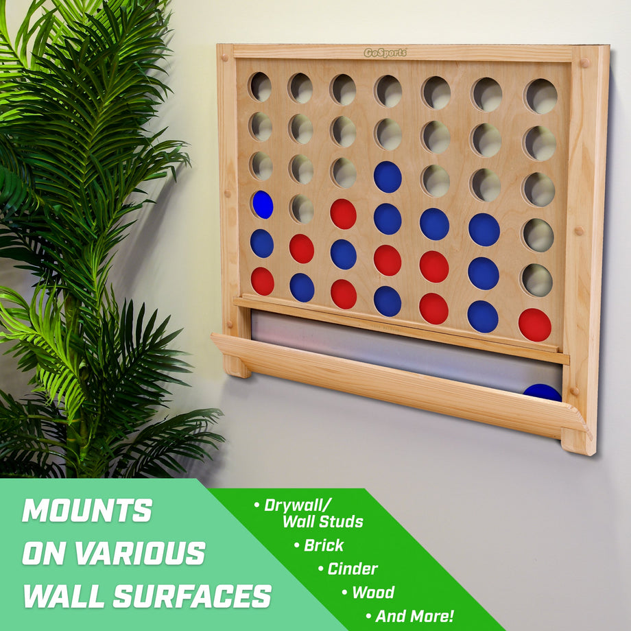 GoSports Wall Mounted 4 in a Row - Natural – PlayGoSports.com