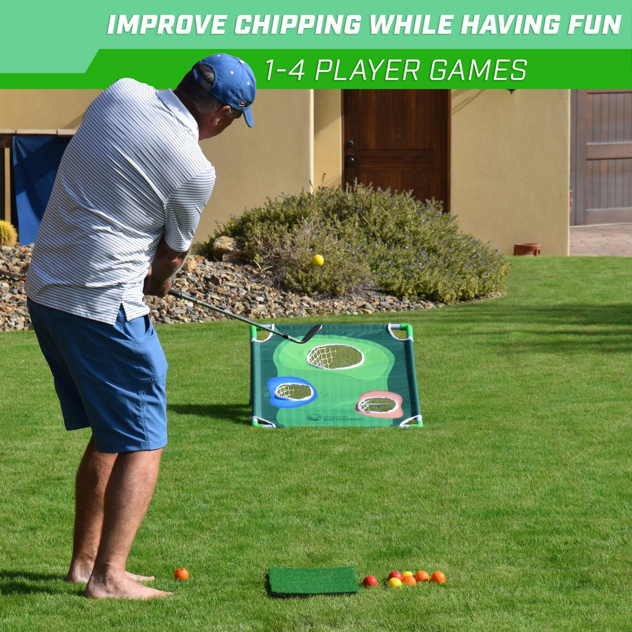 Golf Chipping Game with 16 Foam Golf Balls, Mini Golf Course Set Gift,  Outdoor Indoor Backyard Golf Cornhole Game for Kids Adults