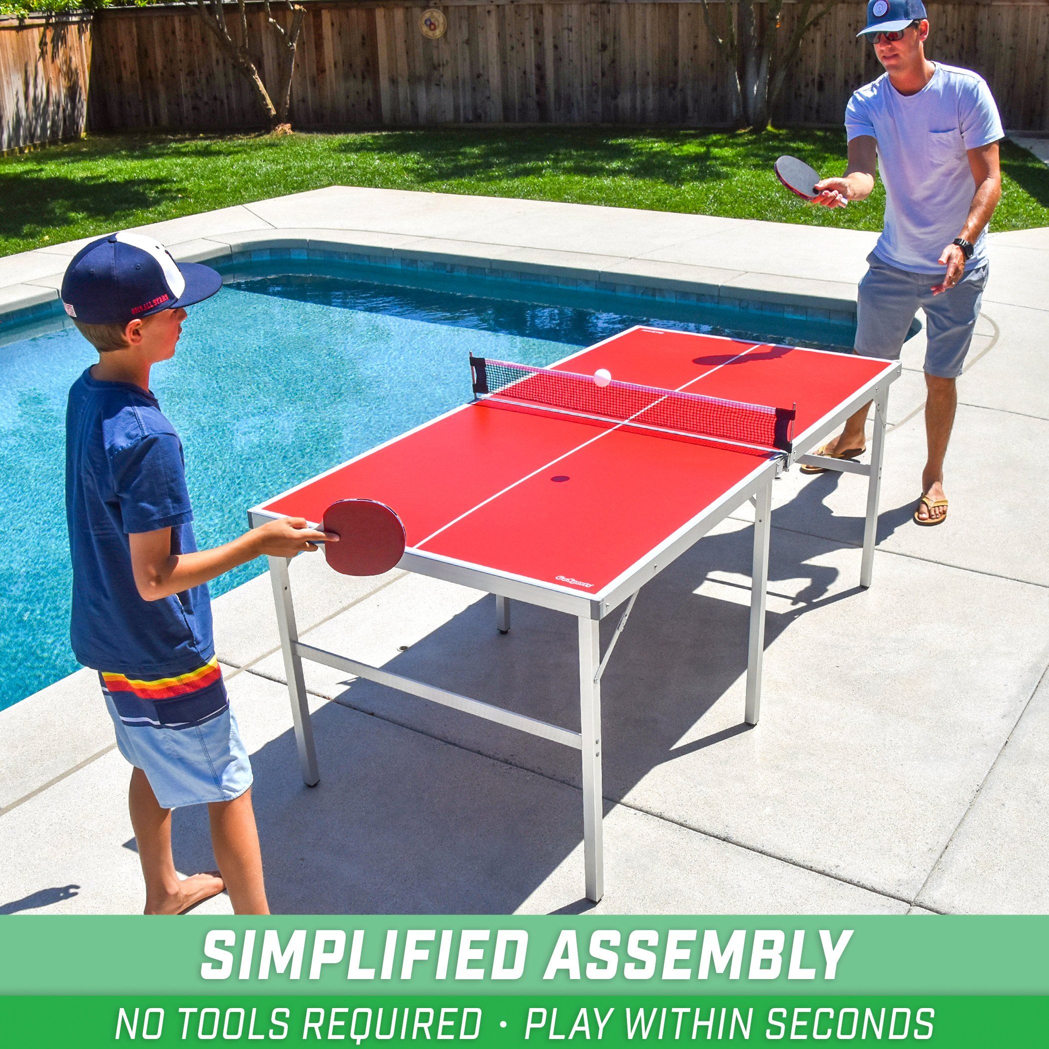 6ft Mid-Size Table Tennis Table Foldable & Portable Ping Pong Table Set for  Indoor & Outdoor Games with Net, 2 Table Tennis Paddles and 3 Balls