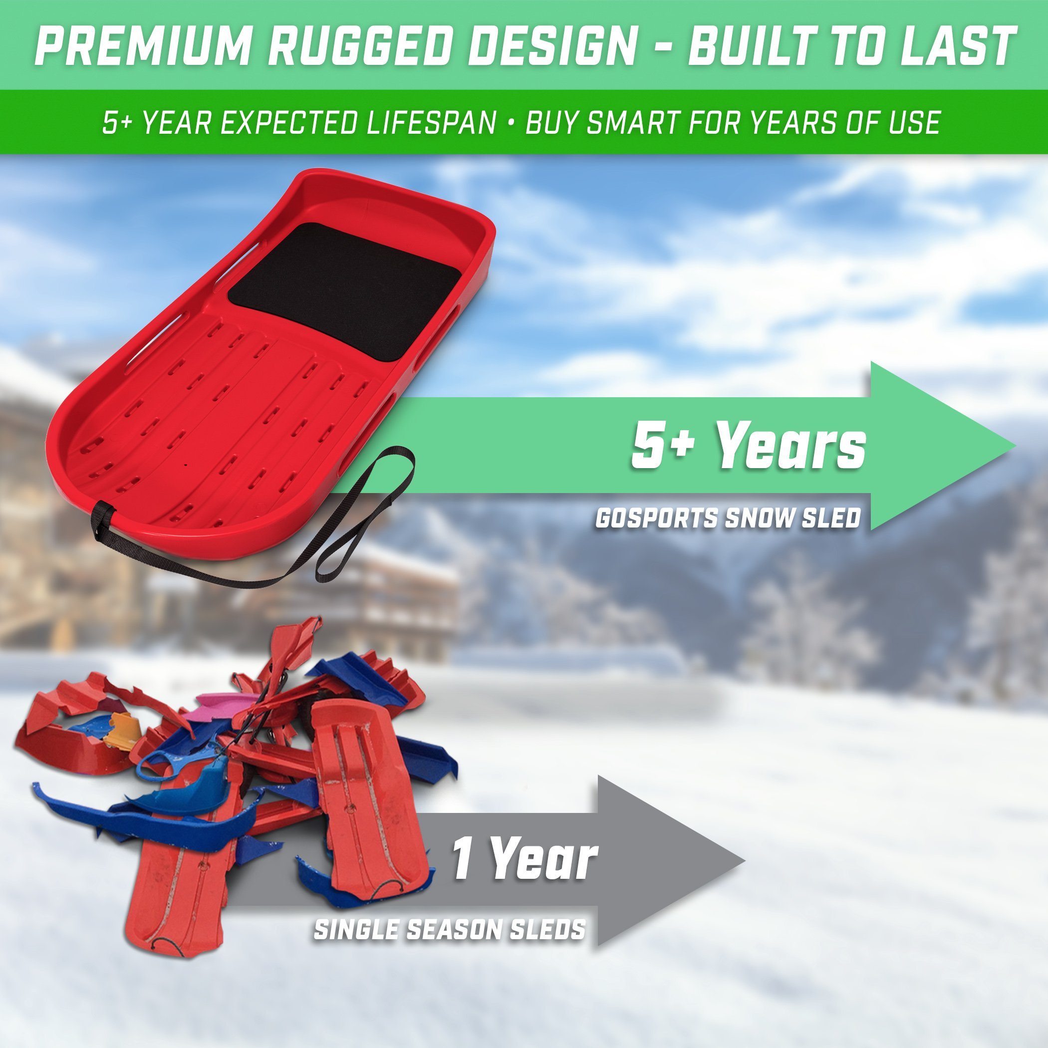 AlpenGaudi Double Racing Snow Sledge Hat 114 x 55 x 28 cm Red :  : Sports & Outdoors